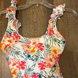 Womens Coco Rave floral one piece swim top ruffle detail